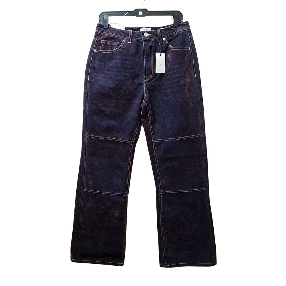 Forever 21 Flocked High-Rise Flare Jeans Women’s 29 Brown Slim Fit Denim 30x32